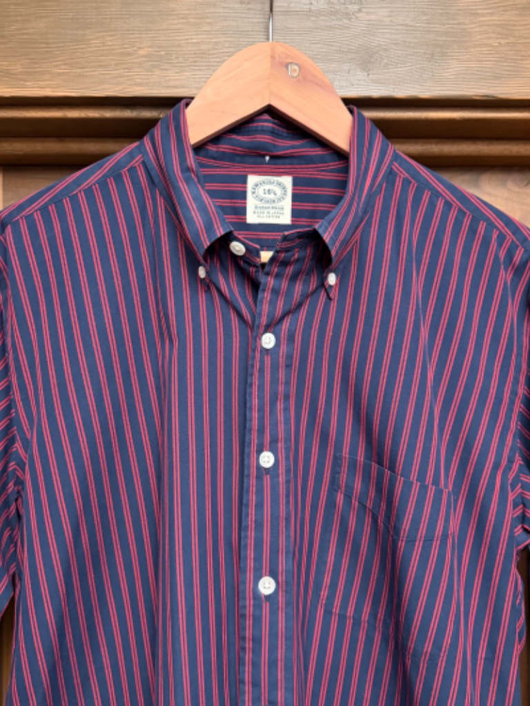 Kamakura Shirts Vintage Ive Navy Blue/Red Stripe Button Down Shirt, Size 16.5 — image 2 of 5